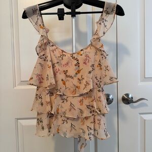 Rebecca Minkoff Alexis Flirty Floral Tiered Top Ruffled Spaghetti Straps